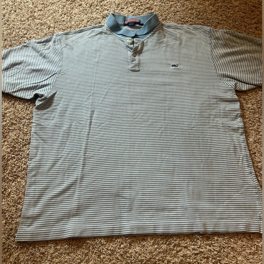 VINEYARD VINES Mens Size XL Light, blue, and white striped polo